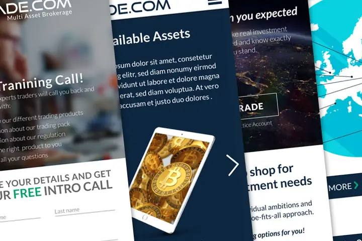 Sitio móvil para Trade.com